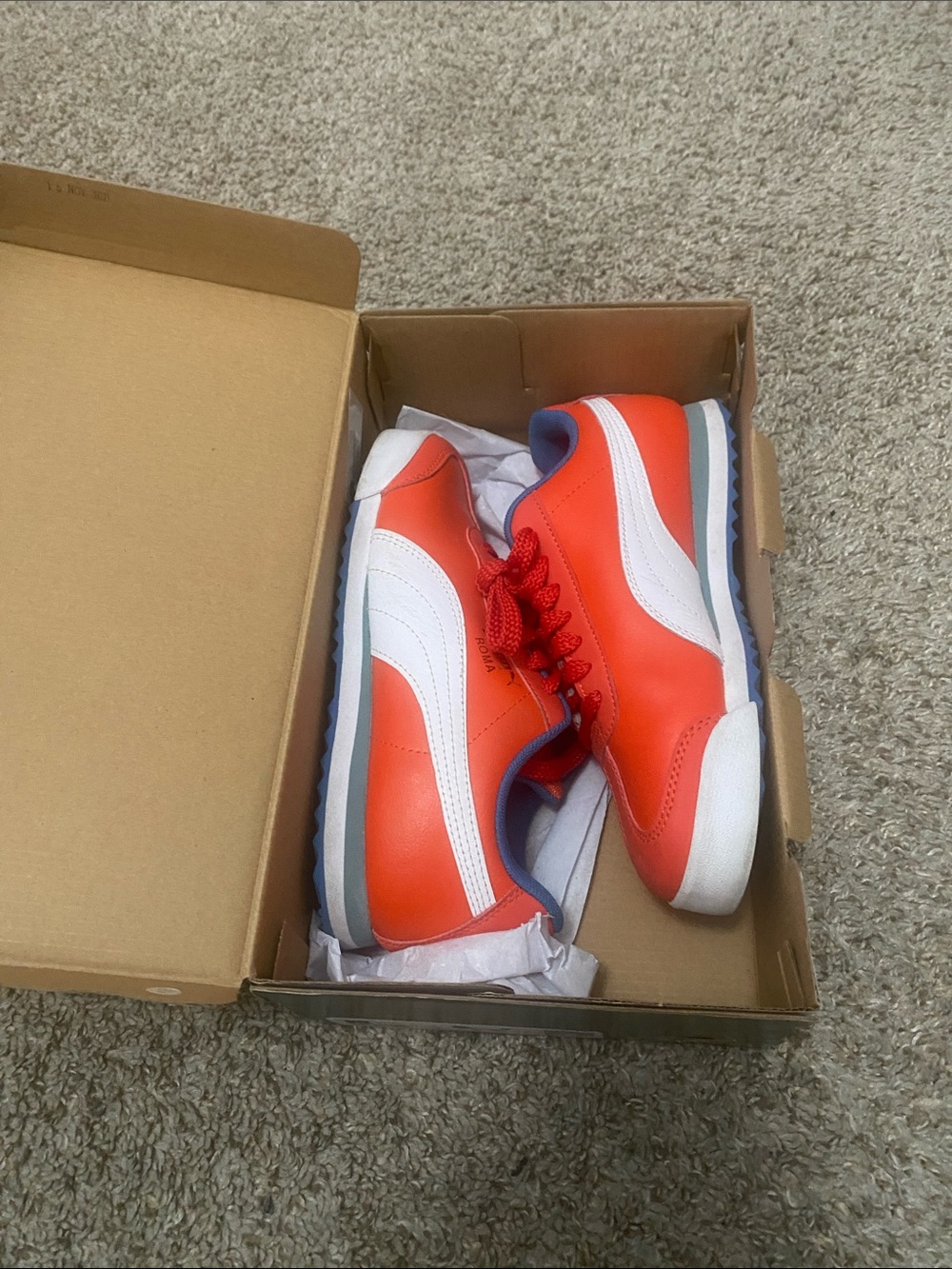 Puma Kids Orange and White Low-Top Sneakers